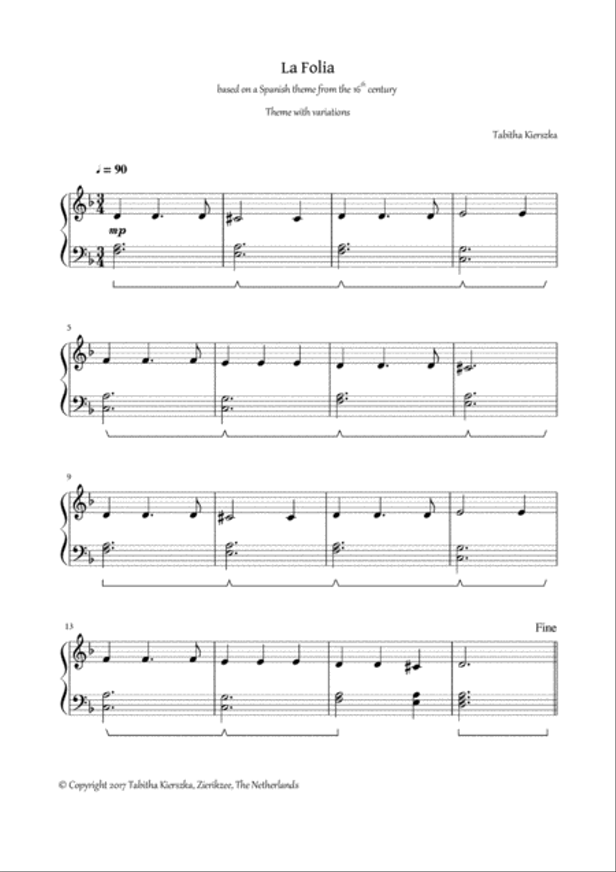 La Folia La Folia Easy Piano scores gallery preview page 1