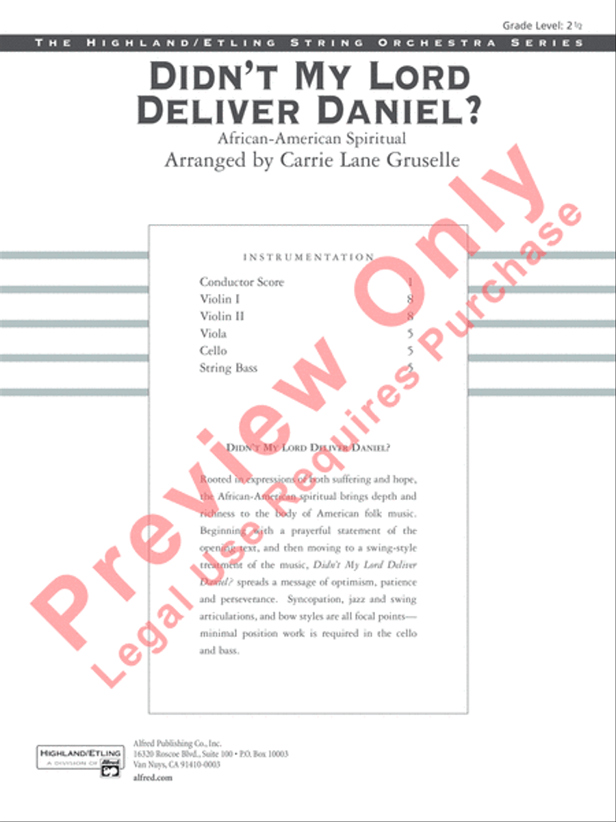 Didn't My Lord Deliver Daniel? String Orchestra scores gallery preview page 2
