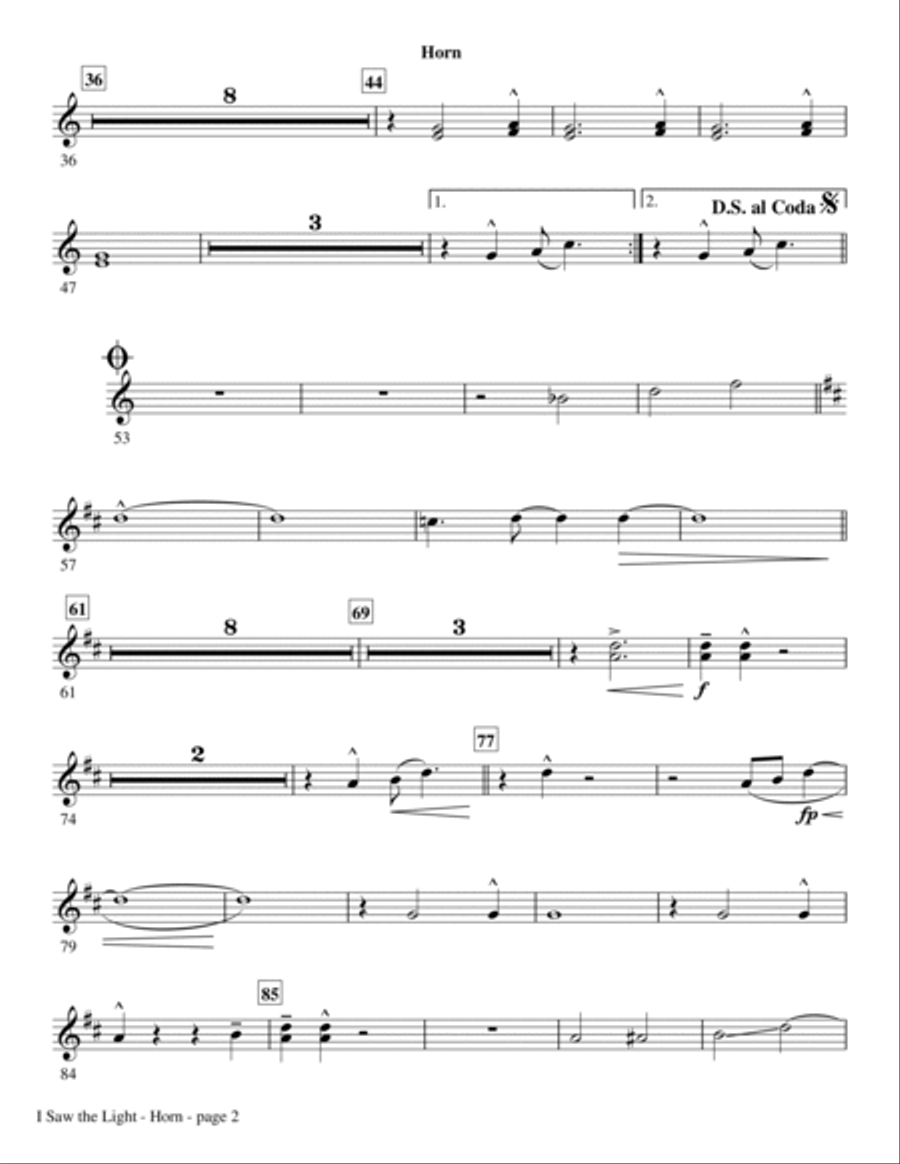 I Saw The Light - F Horn Choir scores gallery preview page 2