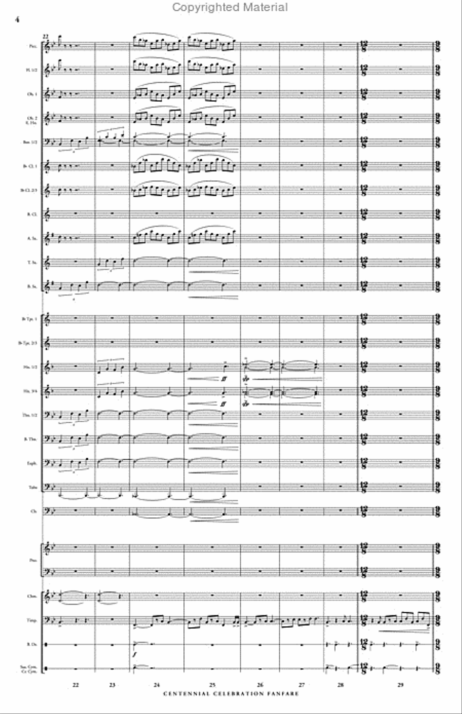 Centennial Celebration Fanfare Concert Band scores gallery preview page 5