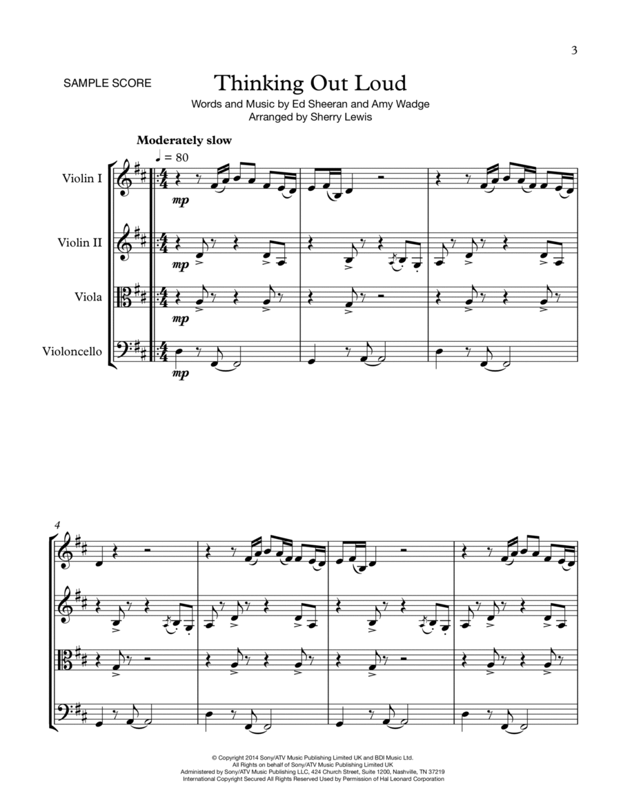 Thinking Out Loud String Quartet scores gallery preview page 1
