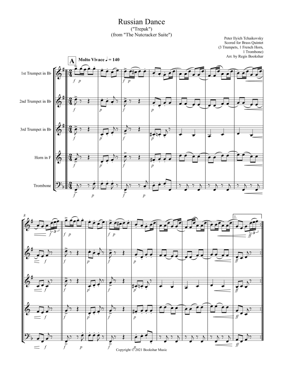 Russian Dance ("Trepak") (from "The Nutcracker Suite") (F) (Brass Quintet - 3 Trp, 1 Hrn, 1 Trb)