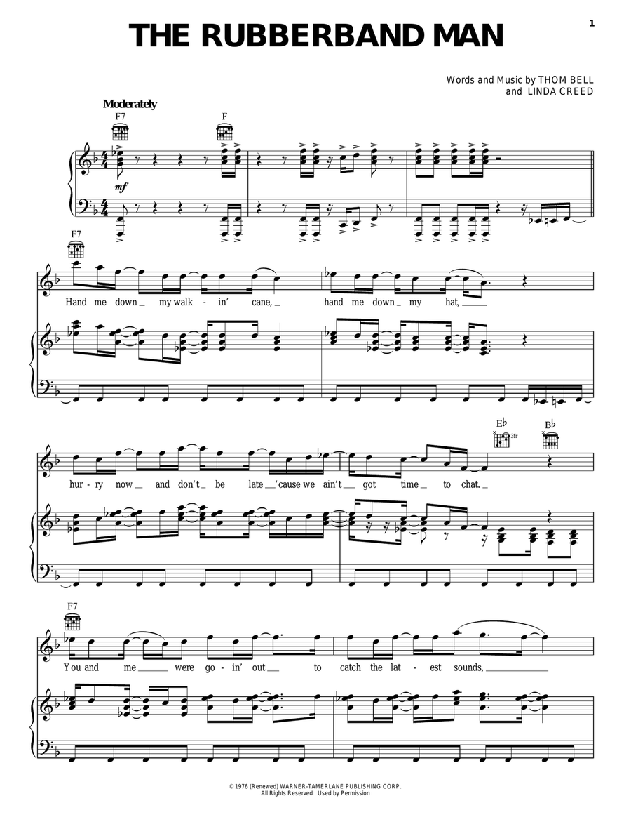 Rubberband Man Rubberband Man Piano, Vocal, Guitar scores gallery preview page 1
