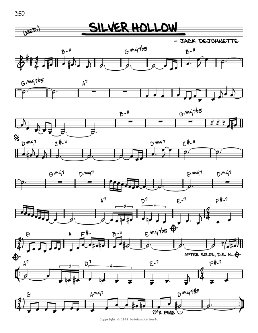 Silver Hollow [Reharmonized version] (arr. Jack Grassel) Piano scores gallery preview page 1