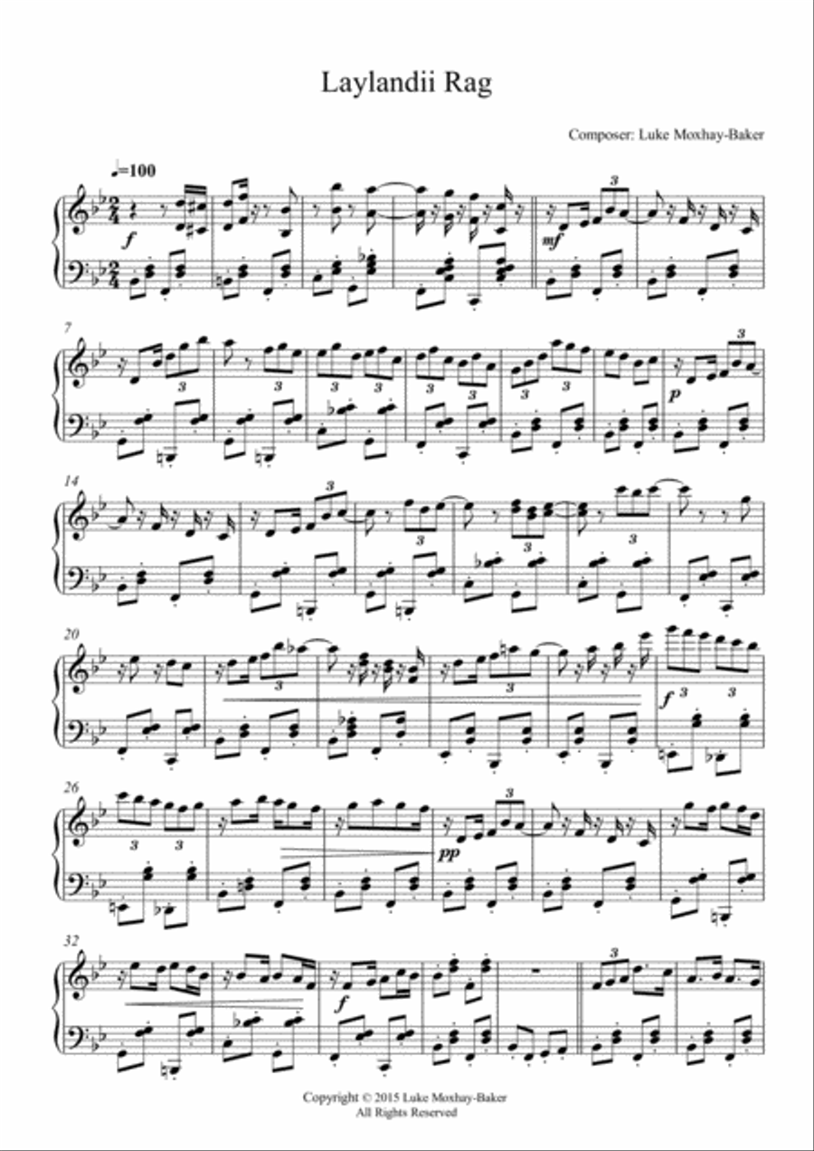 Laylandi Rag Laylandi Rag Piano Solo scores gallery preview page 1
