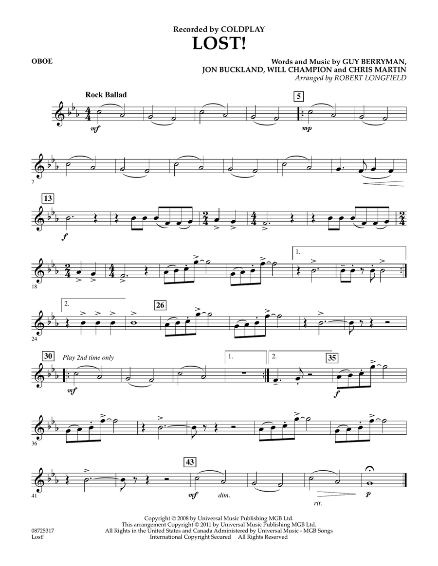 Lost! - Oboe Lost! - Oboe Concert Band scores gallery preview page 1