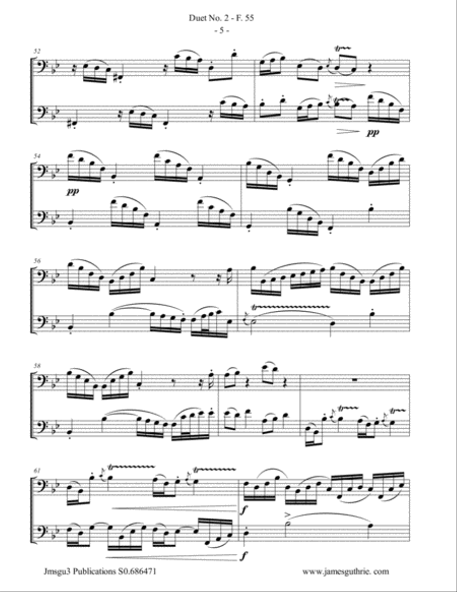 WF Bach: Duet No. 2 for Trombone Duo Trombone Duet scores gallery preview page 5