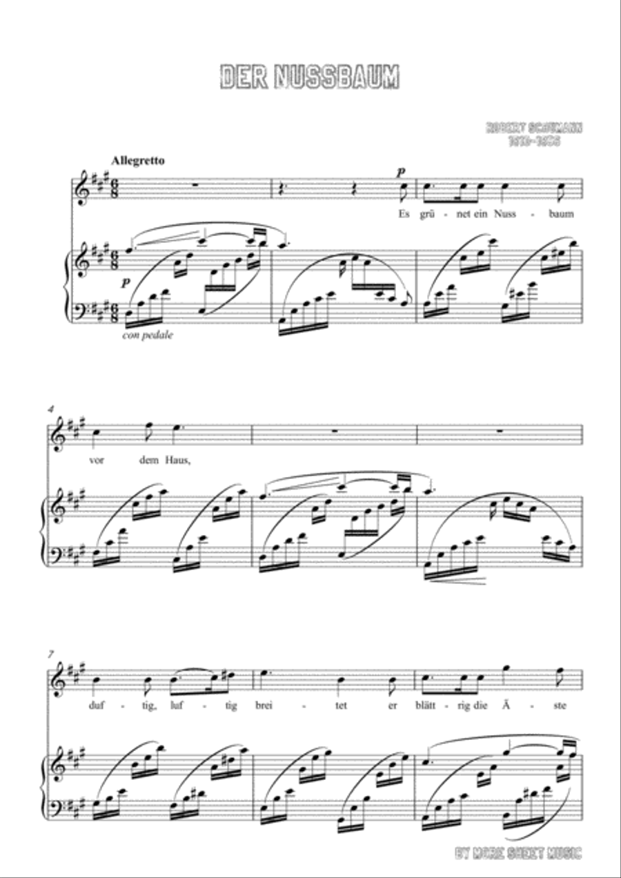 Schumann-Der Nussbaum in A Major,for Voice and Piano Voice Solo scores gallery preview page 3