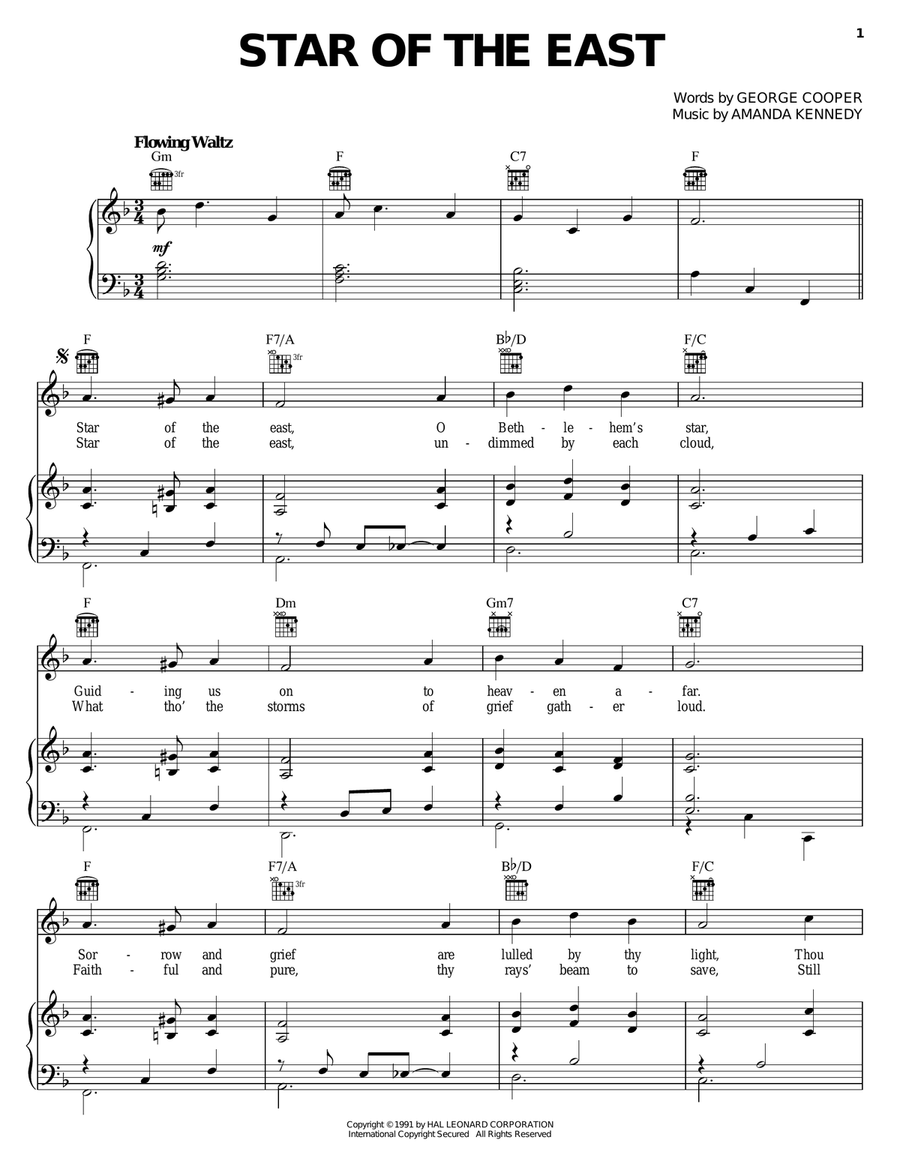 Star Of The East Piano, Vocal, Guitar scores gallery preview page 1