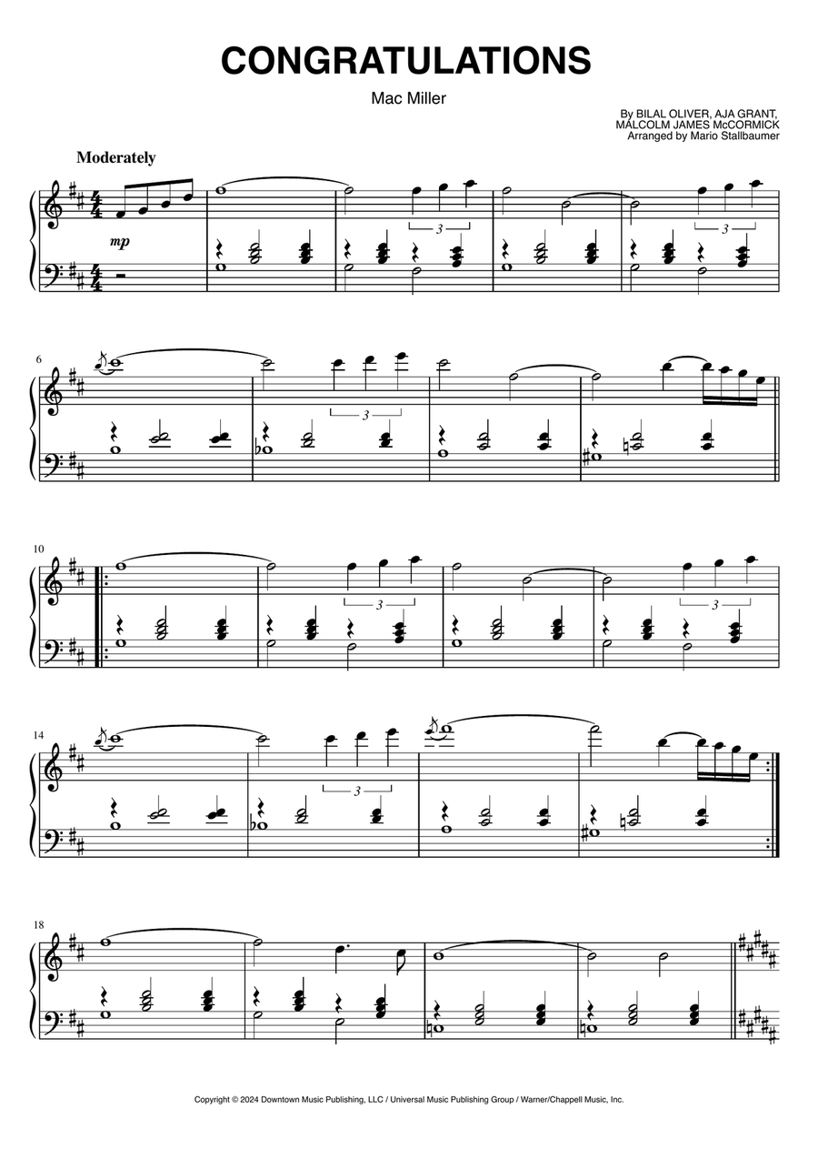 Congratulations Piano Solo scores gallery preview page 1