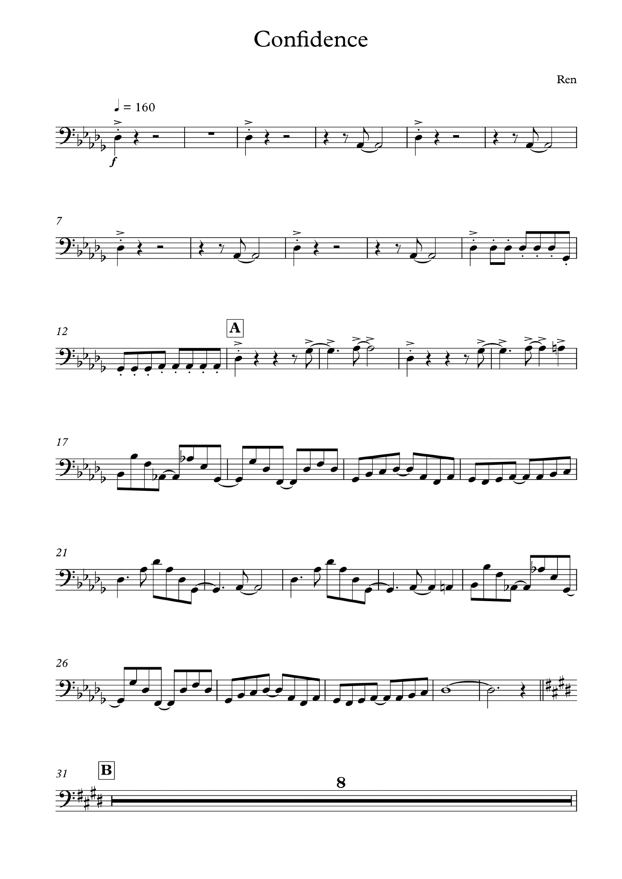 Confidence (Bass Section) Bass Guitar scores gallery preview page 1