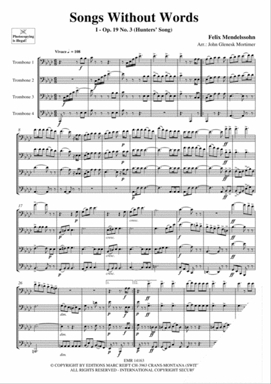Songs Without Words Trombone Quartet scores gallery preview page 4