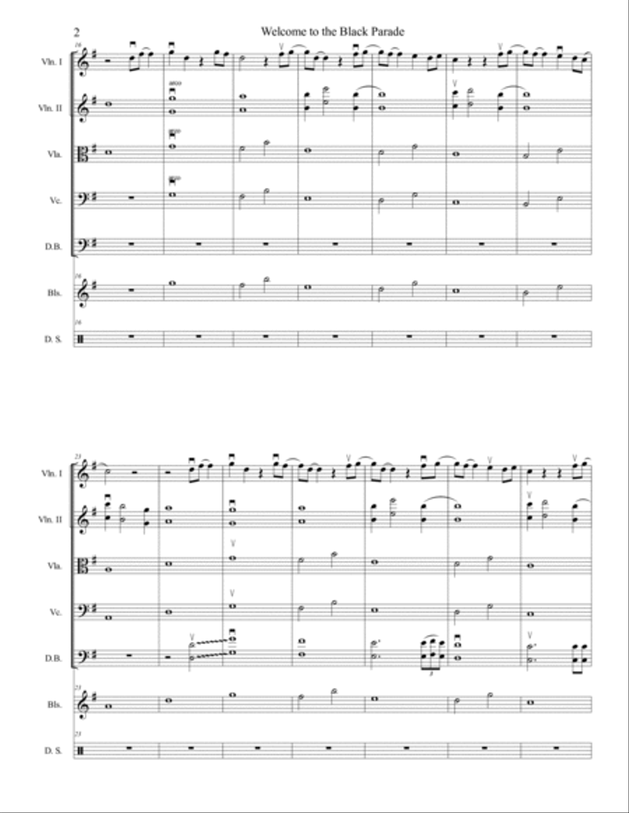 Welcome To The Black Parade String Orchestra Digital Sheet