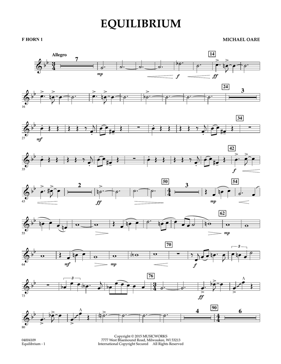 Equilibrium - F Horn 1 Concert Band scores gallery preview page 1