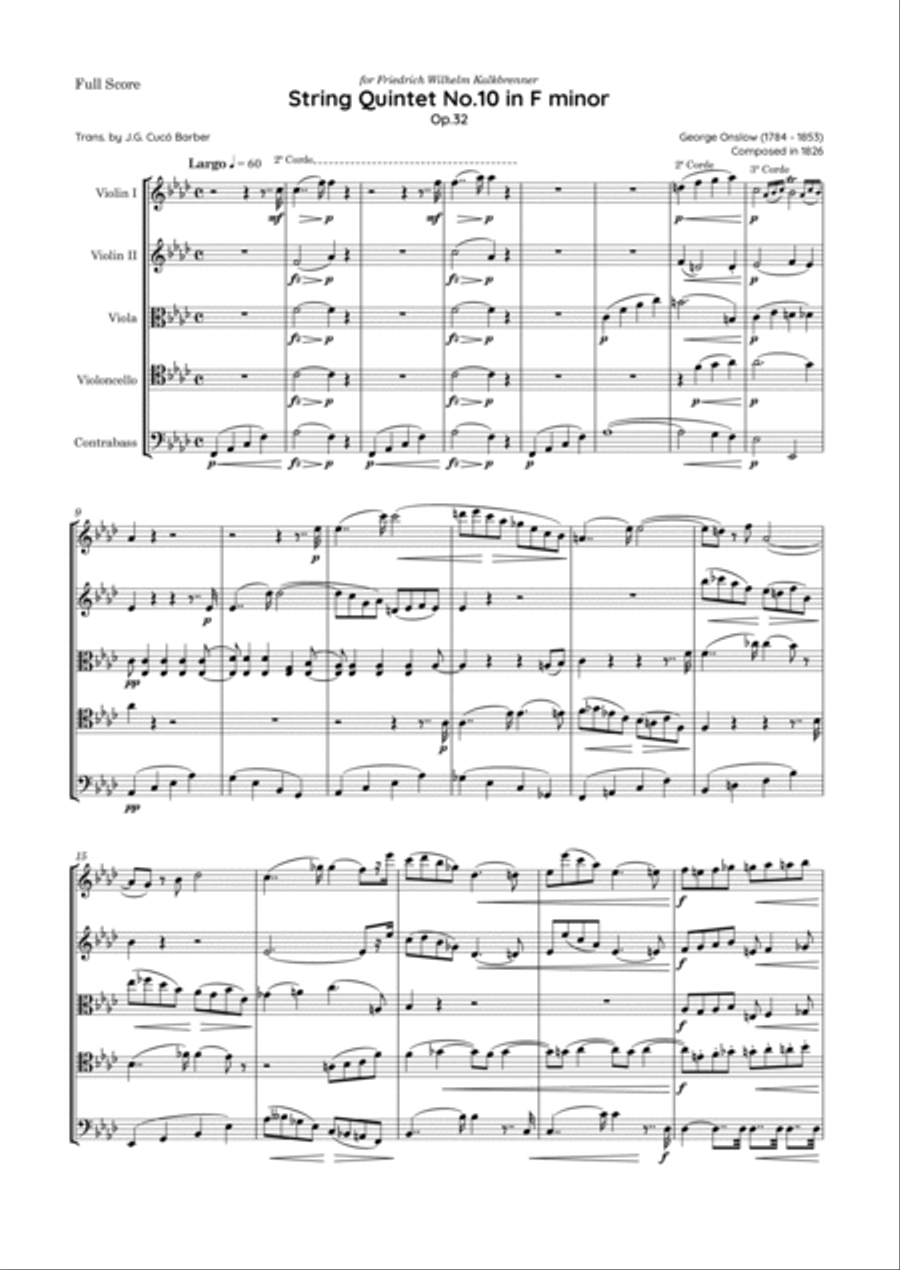 Onslow - String Quintet No.10 in F minor, Op.32 String Quintet scores gallery preview page 2