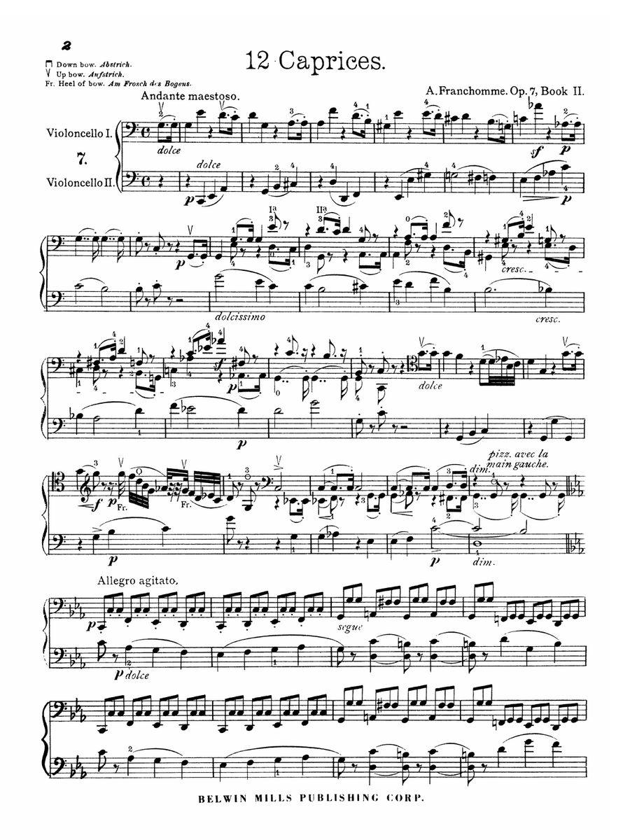 Franchomme: Twelve Caprices for Two Cellos, Op. 7 (Book II Score & Parts)