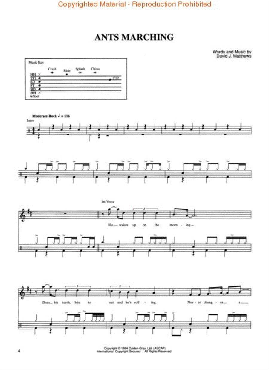 Best of the Dave Matthews Band for Drums Voice scores gallery preview page 2
