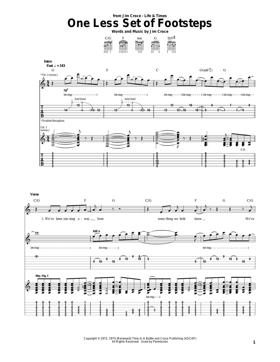 One Less Set Of Footsteps Acoustic Guitar scores gallery preview page 1