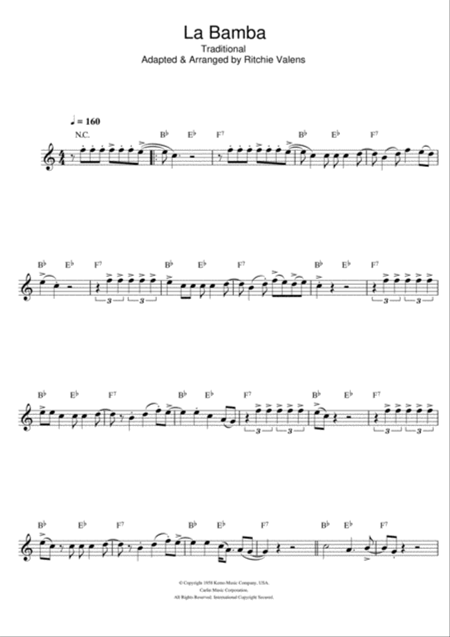 La Bamba La Bamba Clarinet Solo scores gallery preview page 1