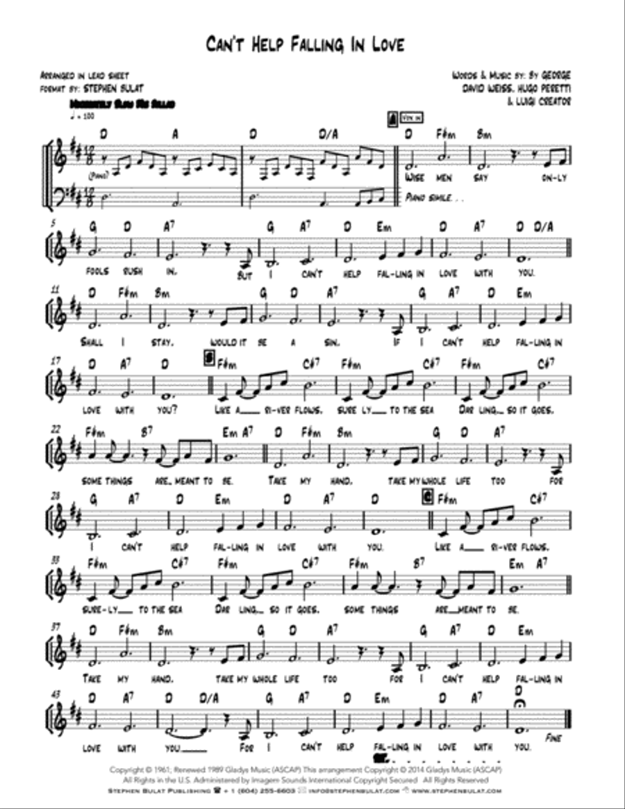 Can't Help Falling In Love Large Ensemble scores gallery preview page 1