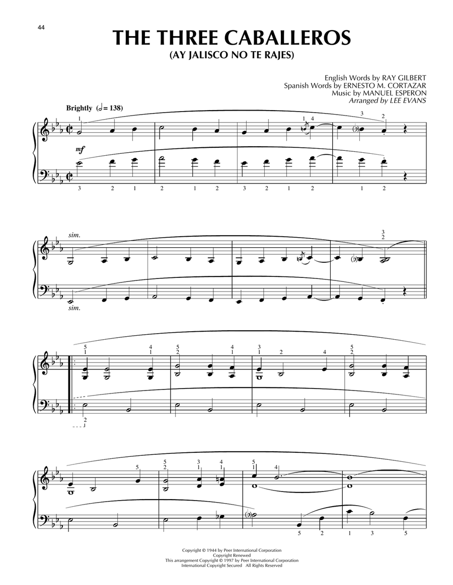 The Three Caballeros (Ay Jalisco No Te Rajes) Piano Solo scores gallery preview page 1