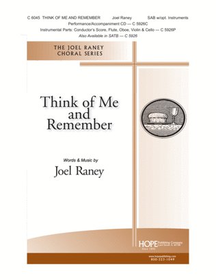 Book cover for Think of Me and Remember