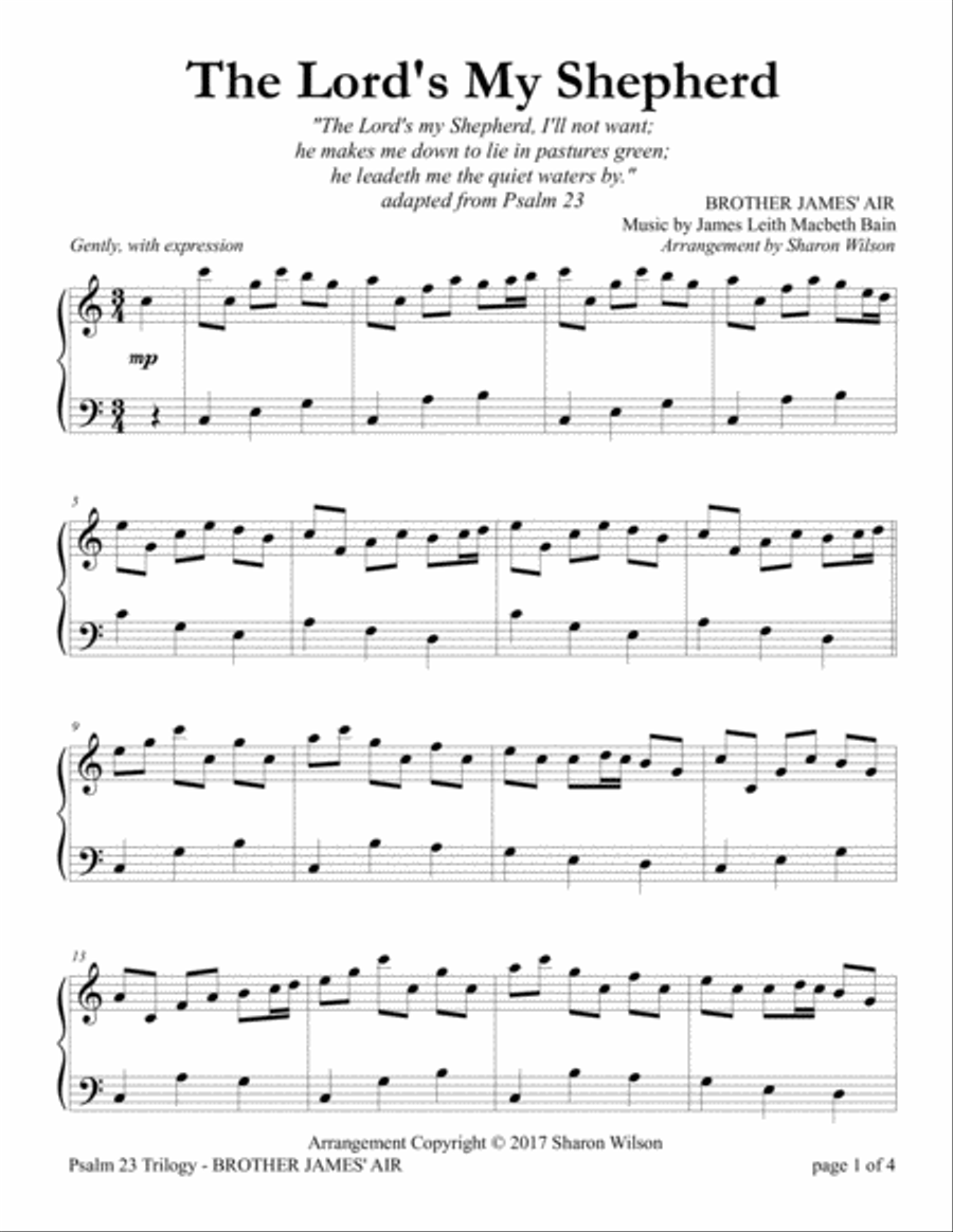 The Lord's My Shepherd (BROTHER JAMES' AIR) Piano Solo scores gallery preview page 2