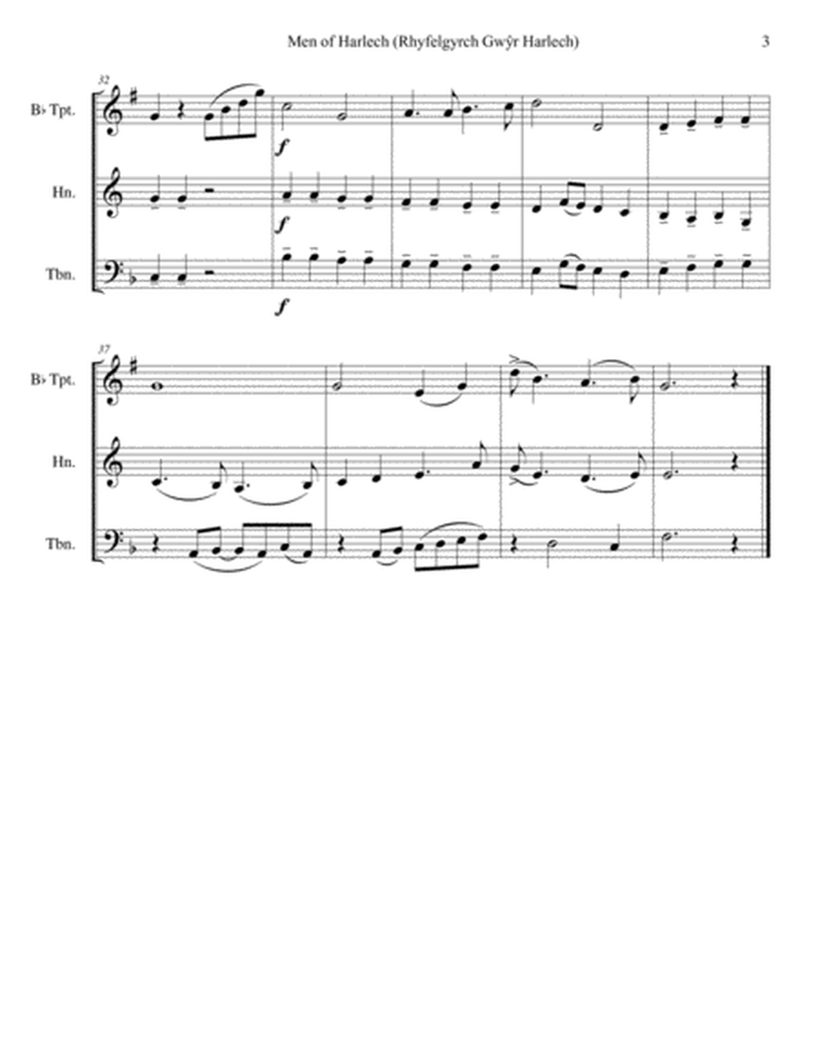 Men of Harlech (Rhyfelgyrch Gwŷr Harlech) for brass trio (trumpet, horn, trombone) image number null