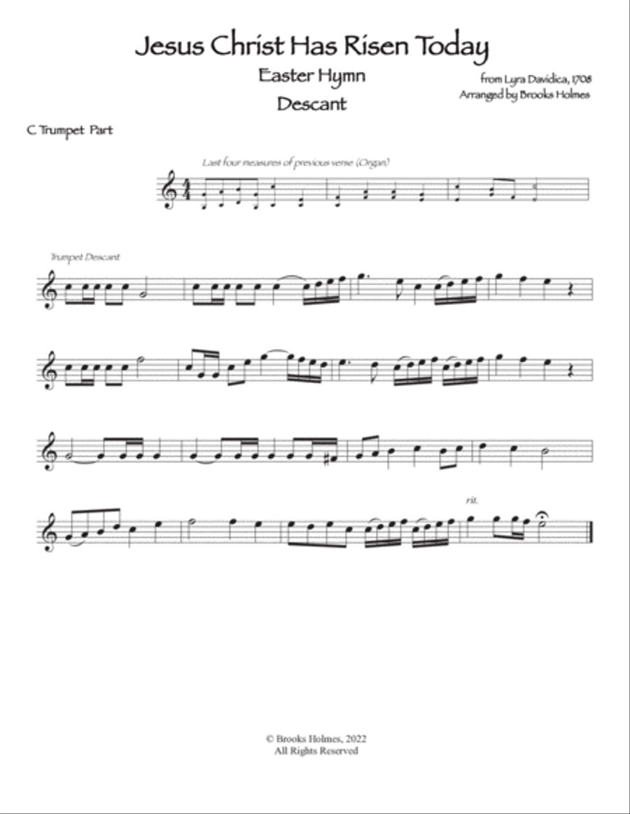Jesus Christ Has Risen Today (Trumpet Descant with Organ) C Trumpet scores gallery preview page 4