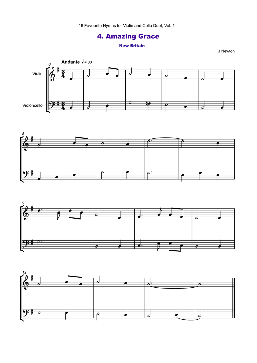 16 Favourite Hymns Vol.1 for Violin and Cello Duet String Duet scores gallery preview page 5