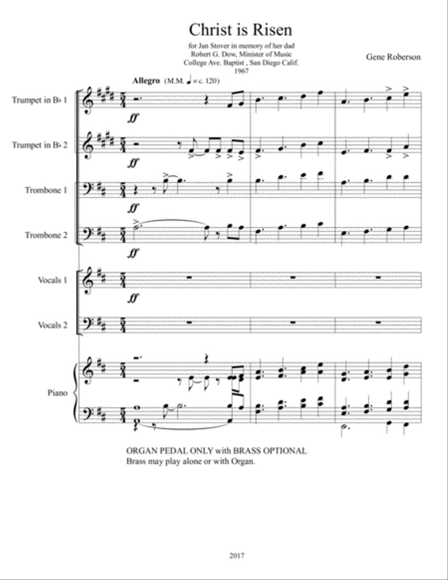 Christ is Risen (Choral Introit) Includes BRASS 4-Part scores gallery preview page 2