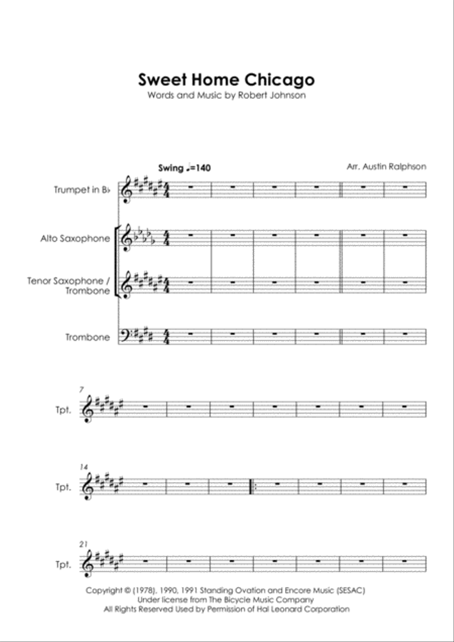 Sweet Home Chicago Tenor Saxophone scores gallery preview page 3