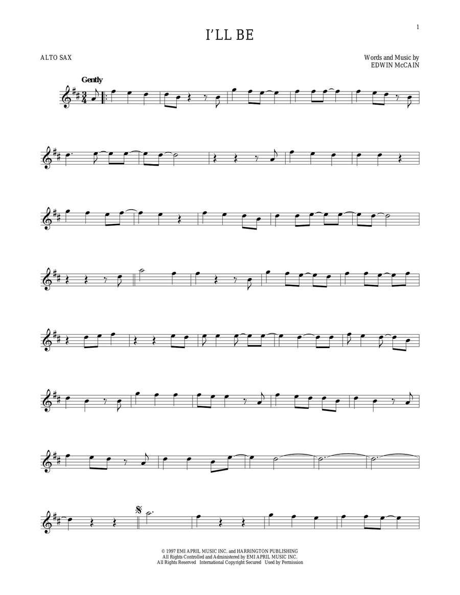 I'll Be Alto Saxophone scores gallery preview page 1