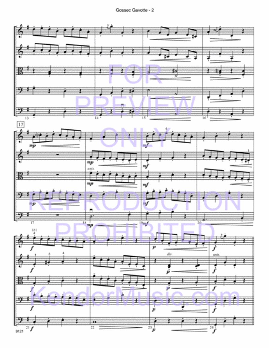Gossec Gavotte String Orchestra scores gallery preview page 3