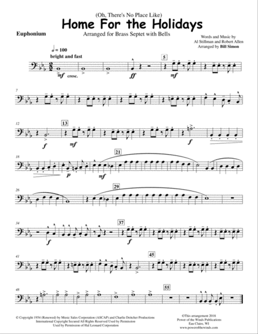 (There's No Place Like) Home For The Holidays Brass Ensemble scores gallery preview page 6