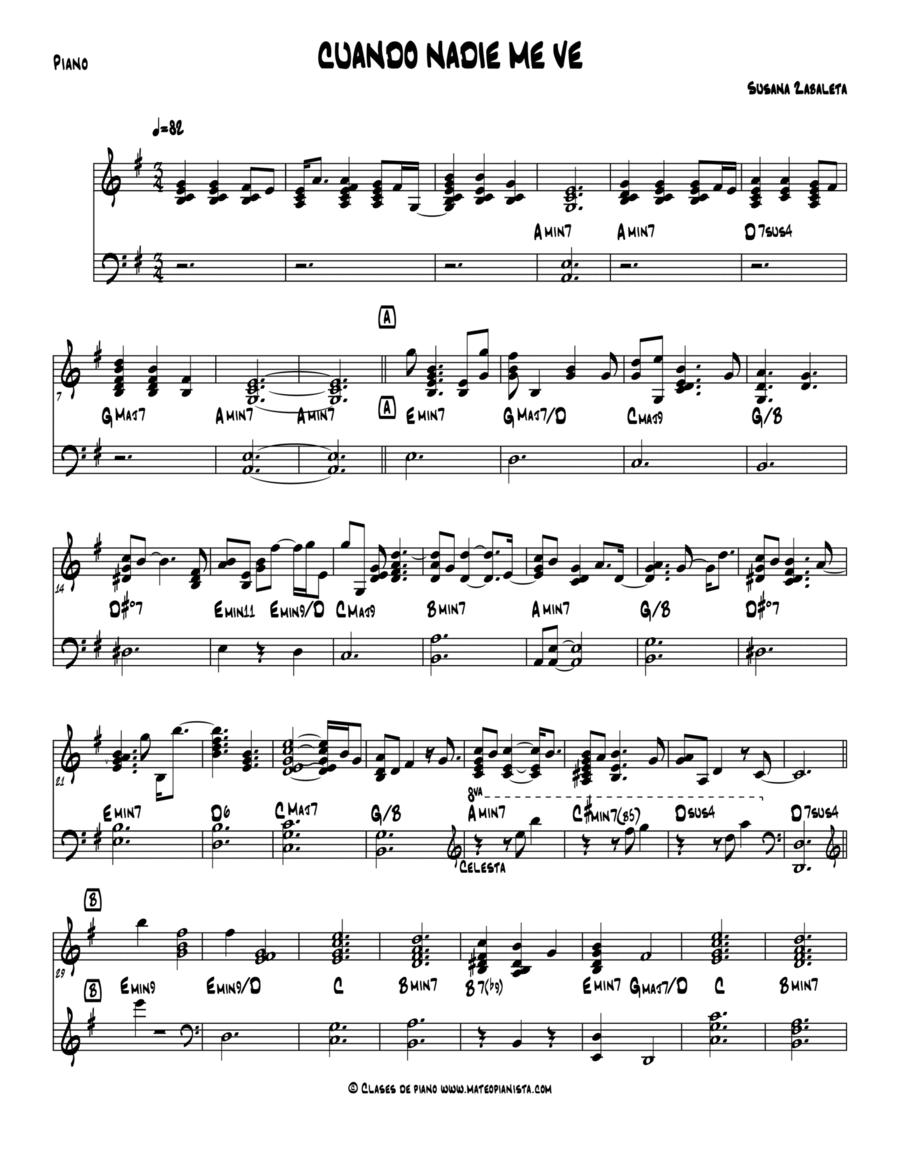 Cuando Nadie Me Ve Cuando Nadie Me Ve Easy Piano scores gallery preview page 1