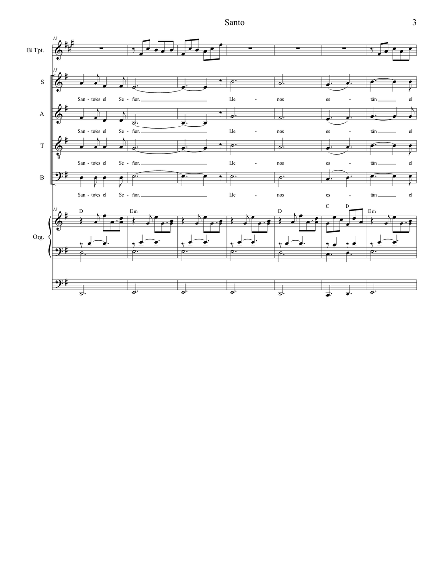 Santo (for SATB and Organ) 4-Part scores gallery preview page 4