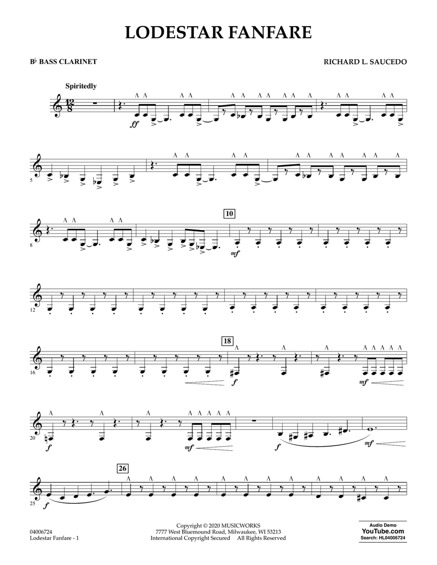 Lodestar Fanfare - Bb Bass Clarinet Concert Band scores gallery preview page 1