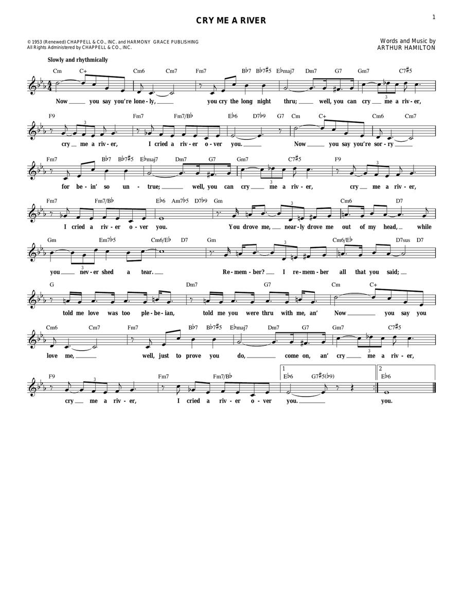 Cry Me A River Electric Guitar scores gallery preview page 1