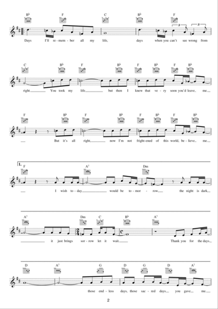 Days Piano scores gallery preview page 2