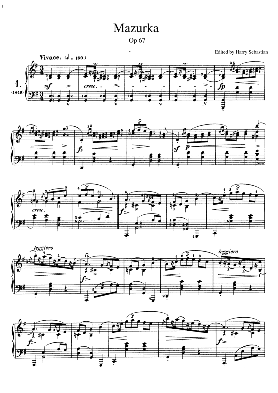 Chopin: Mazurka Op. 67 ( Complete) Piano Solo scores gallery preview page 1