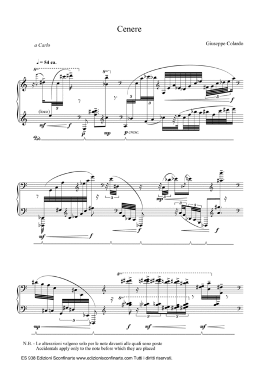 Giuseppe Colardo: CENERE (ES 938) Piano Solo scores gallery preview page 3