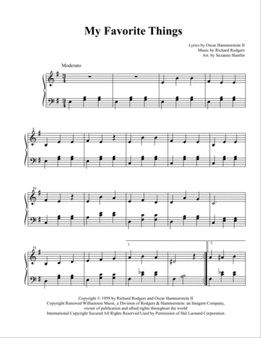 My Favorite Things Easy Piano scores gallery preview page 1