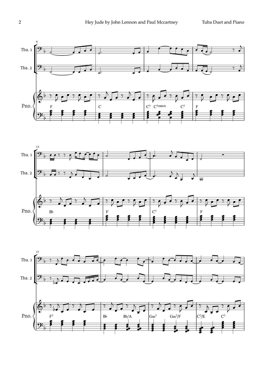 Hey Jude Brass Duet scores gallery preview page 2