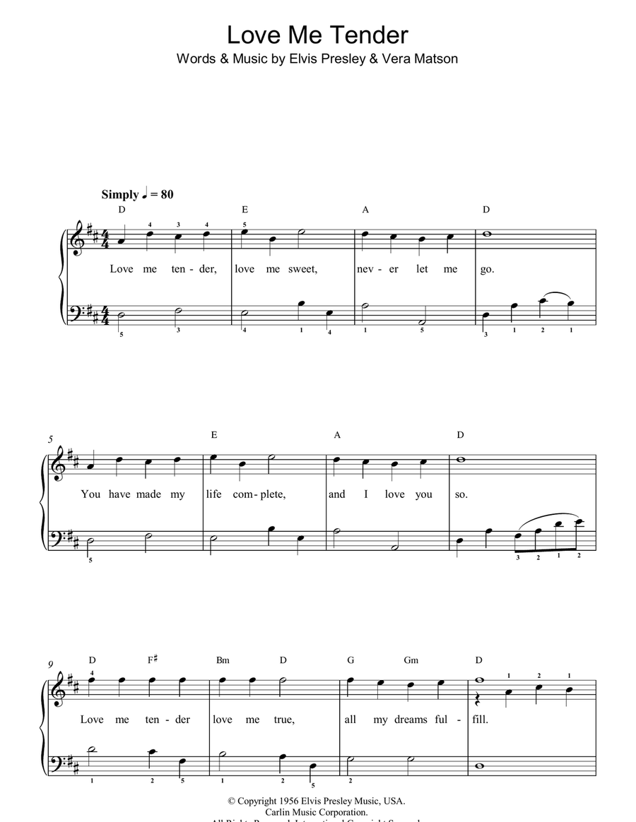 Love Me Tender Love Me Tender Easy Piano scores gallery preview page 1