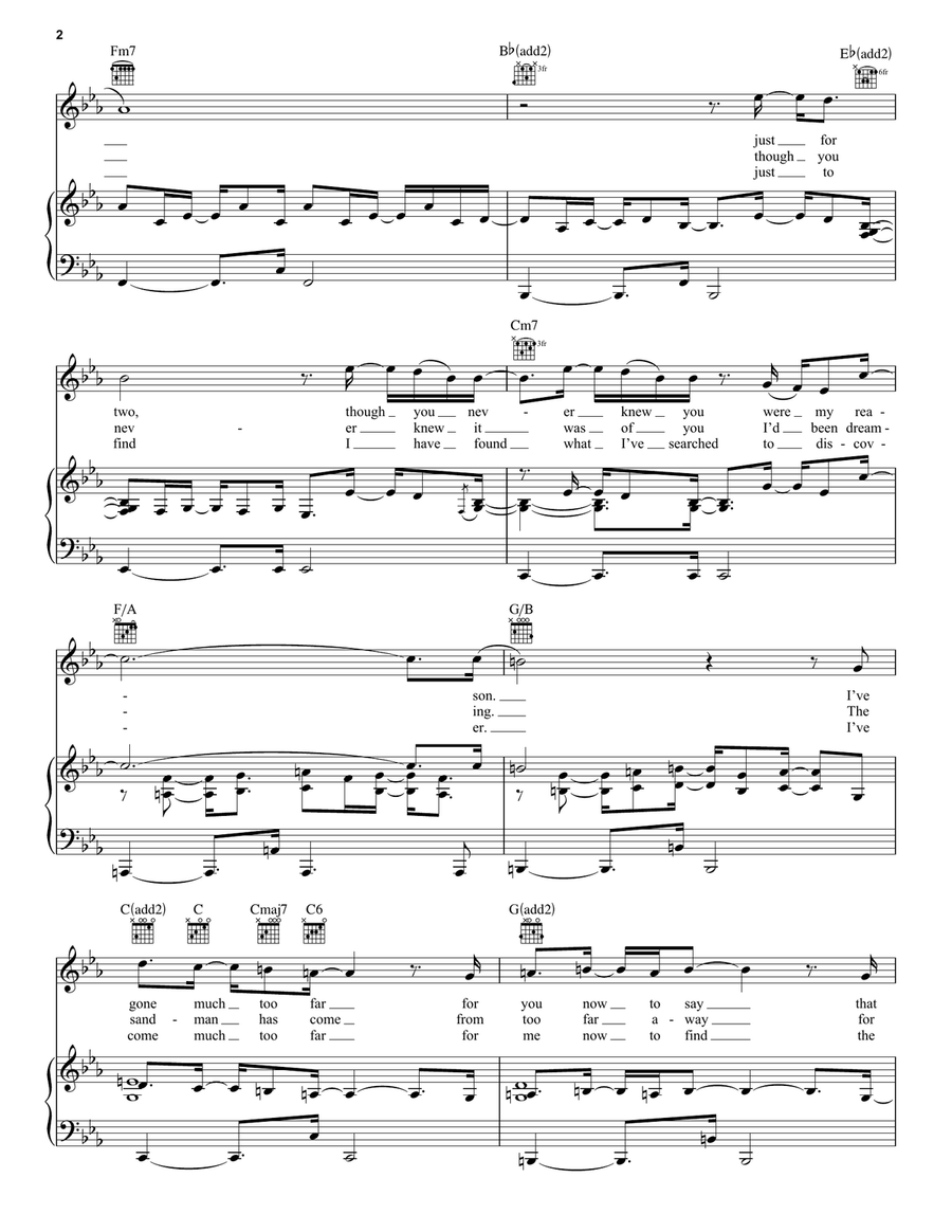 Overjoyed Piano, Vocal, Guitar scores gallery preview page 2