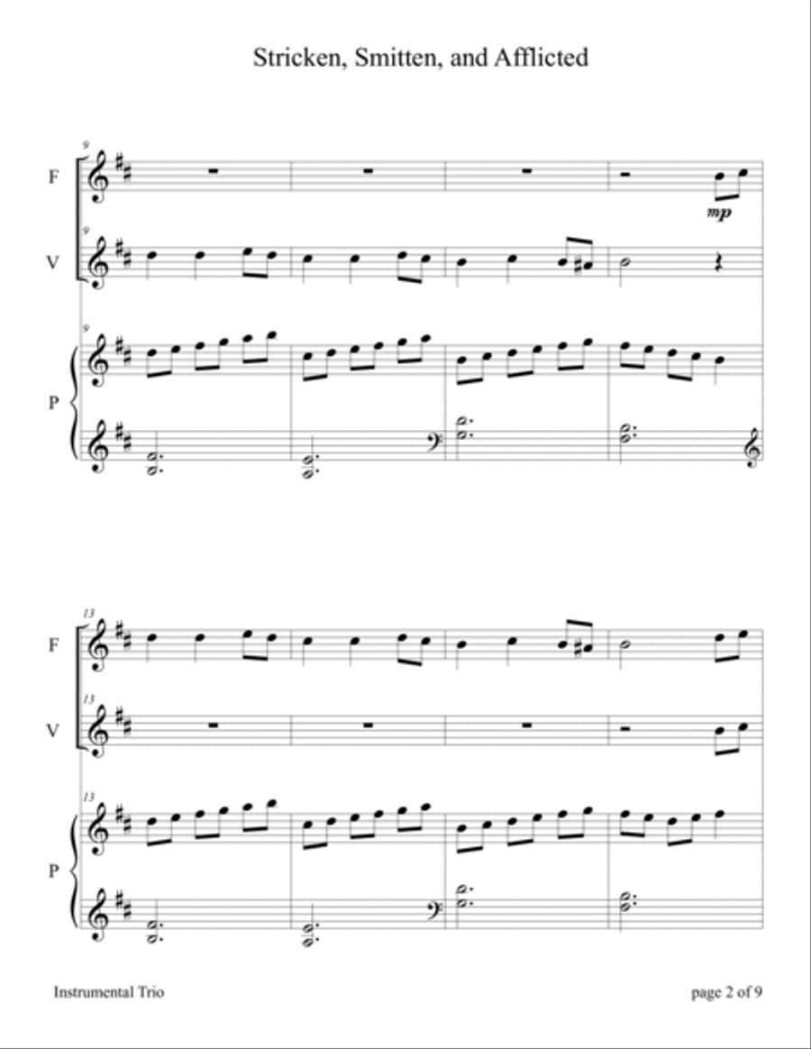 Stricken, Smitten, and Afflicted (for Flute and/or Violin Duet with Piano accompaniment) Flute scores gallery preview page 6