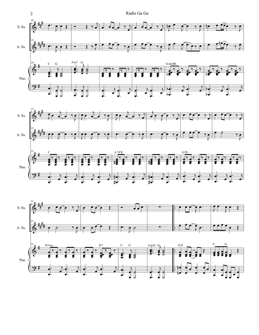 Radio Ga Ga Radio Ga Ga Woodwind Duet scores gallery preview page 2