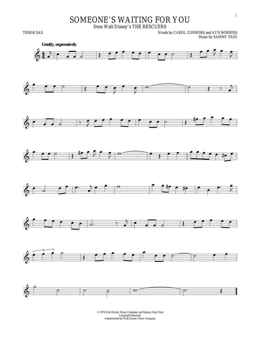 Someone's Waiting For You Tenor Saxophone scores gallery preview page 1