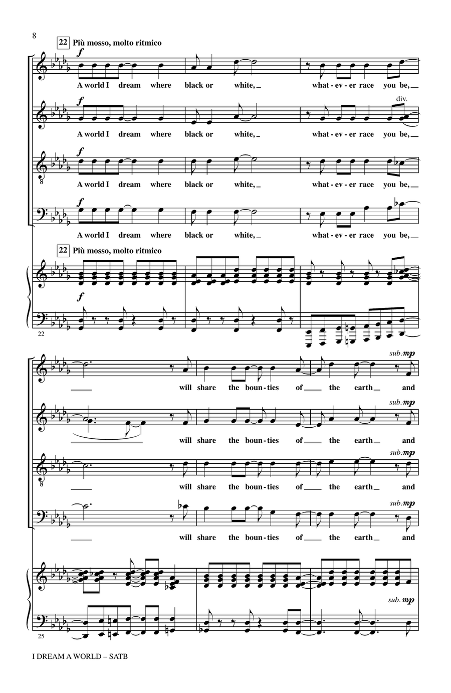 I Dream A World (from Trilogy of Dreams) 4-Part scores gallery preview page 6